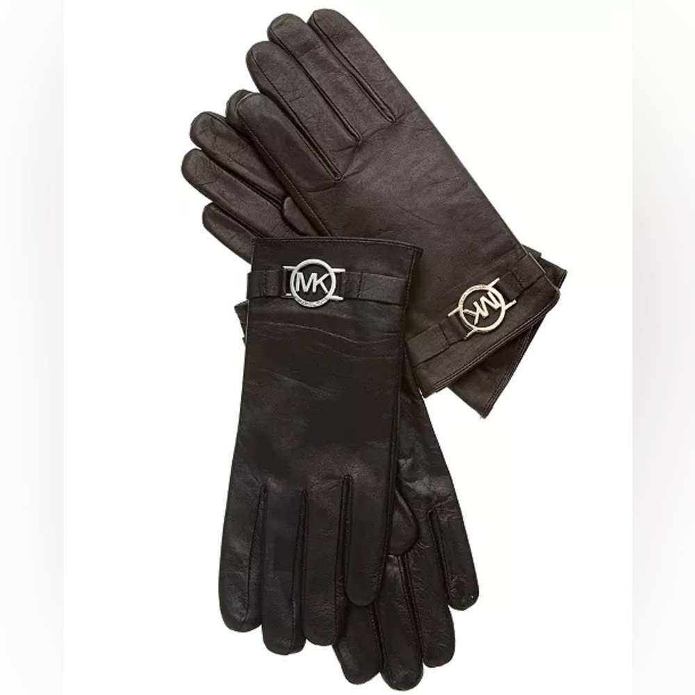 Michael Kors Elegant Black Leather Gloves